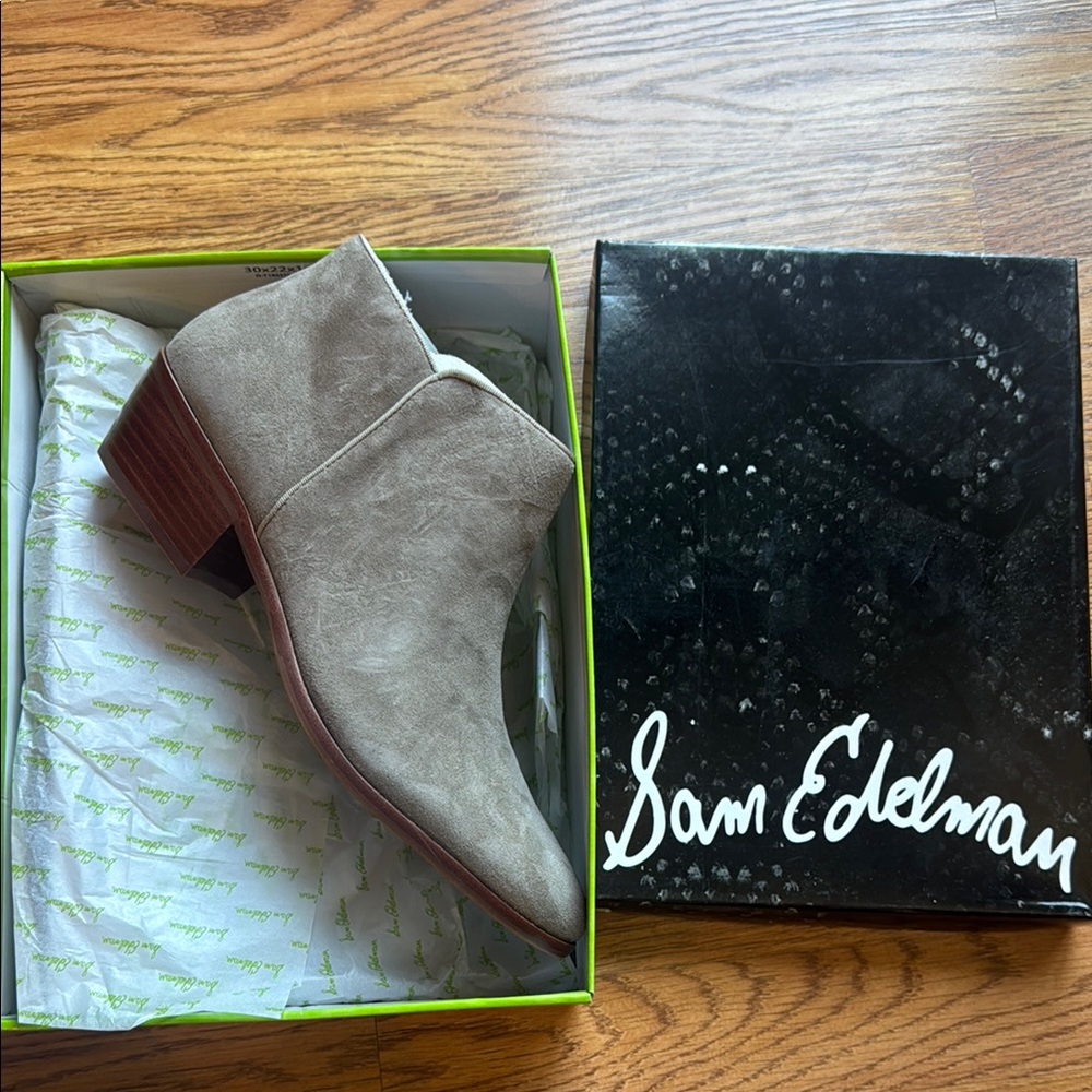 Sam Edelman Gray Suede Ankle Booties NWOT
